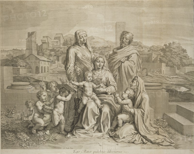 Holy Family with ten figures, print after paintings by Nicolas Poussin, Poussin, Nicolas, 1594?-1665, Stella