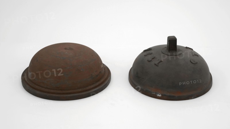 Two-piece bronze mold for medium-sized tap jug with initials JAD and 1835, cast molding tools tool kit metal bronze, cast