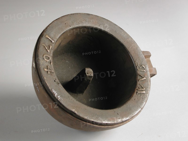 Two-piece bronze mold for bottom jug with initials WVB and 1764, cast molding tool tools kit metal bronze, and 1764