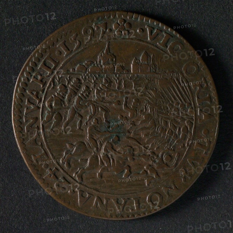Count on the victory of Prince Maurits at Turnhout, jeton utility medal penny exchange buyer, Dutch troops chase fleeing army