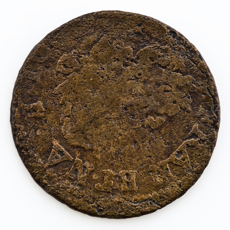 Copper coin, double tournois of Louis XIII, double tournois coin money swap soil find copper metal, minted Copper coin