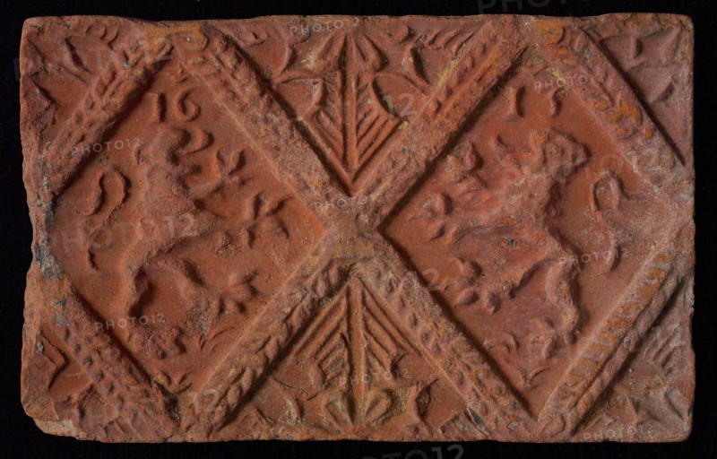 Hearthstone, from Antwerp Belgium, without frame, with lions and year, hearth fireplace part ceramics brick glaze, baked Hearth