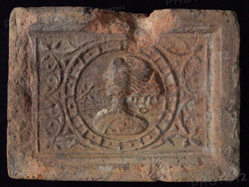 Hearthstone, Luiks, from Luik, Liege Belgium, with wide frame, with woman's head, fireplace stone fireplace component ceramics