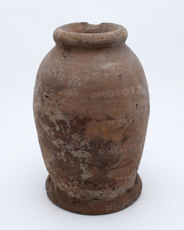Pottery pot on stand, baluster shape, used in the sugar industry, sugar bowl pot holder soil find ceramic earthenware glaze lead