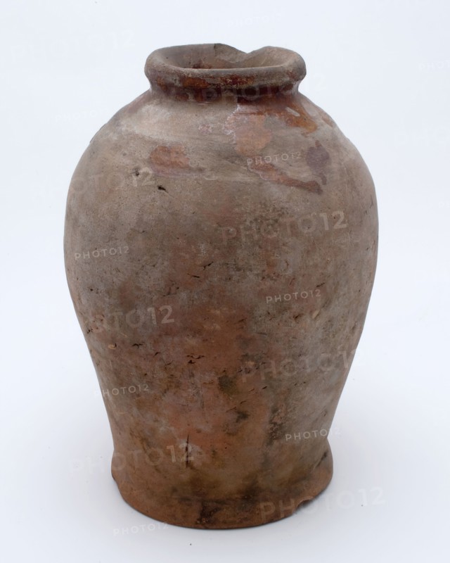 Pottery pot on stand, baluster shape, used in the sugar industry, sugar pot pot holder soil find ceramics earthenware glaze lead