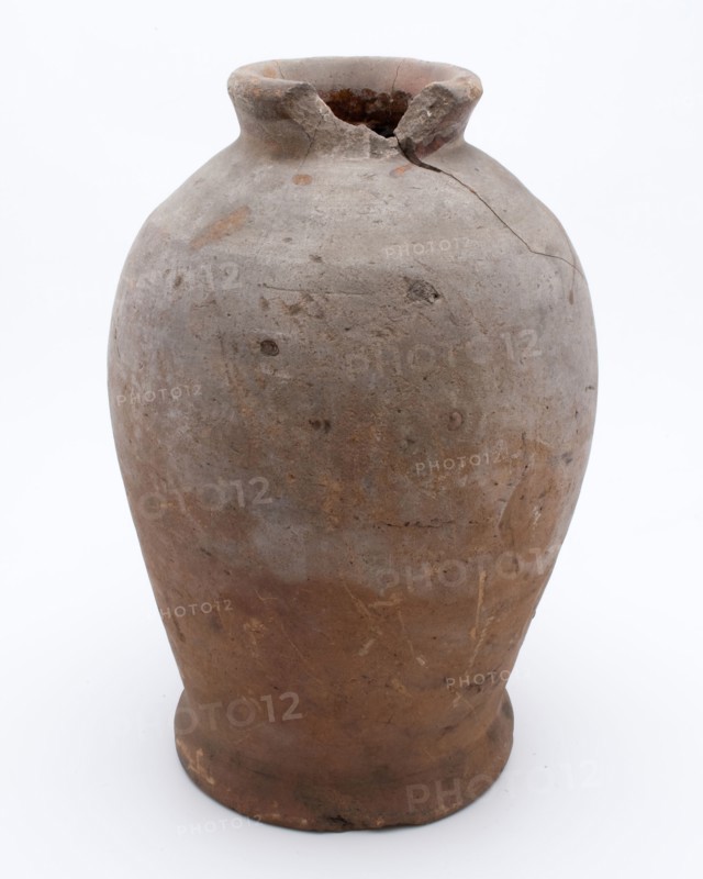 Pottery pot on stand, baluster shape, used in the sugar industry, sugar pot pot holder soil find ceramic earthenware glaze lead