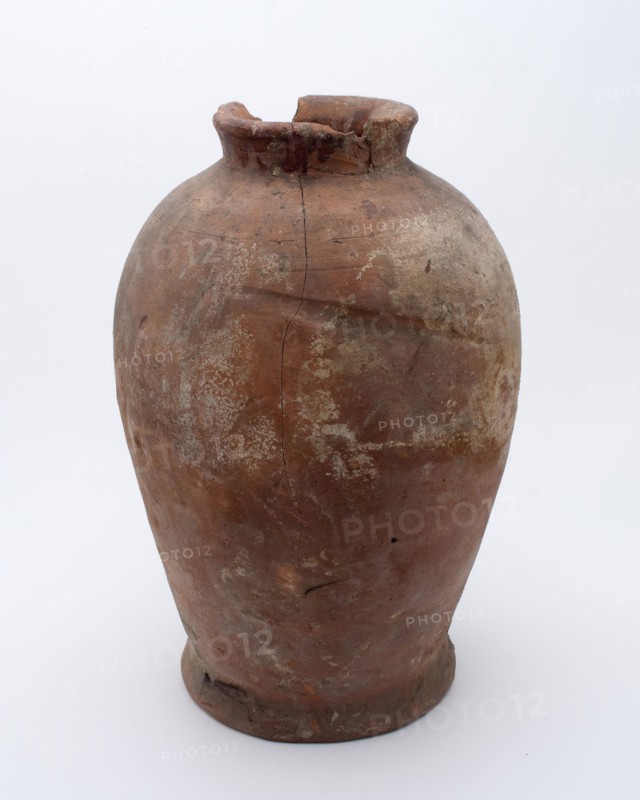 Pottery pot on stand, baluster shape with short neck, used in sugar production, sugar pot pot holder soil find ceramic