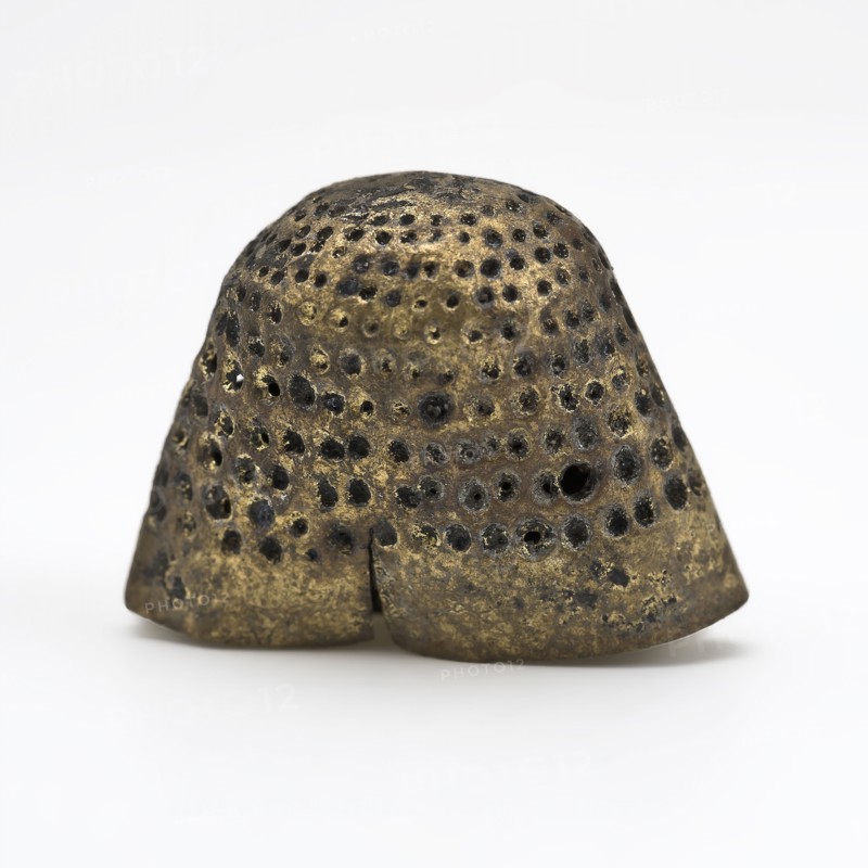 Copper molded thimble, thimble sewing kit soil find copper metal, cast beaten Copper cast thimble with one-by-one wells