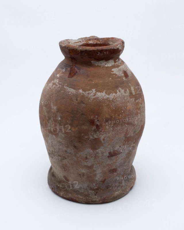 Earthenware pot on stand, baluster shape, used in the sugar industry, sugar bowl pot holder soil find ceramic earthenware glaze