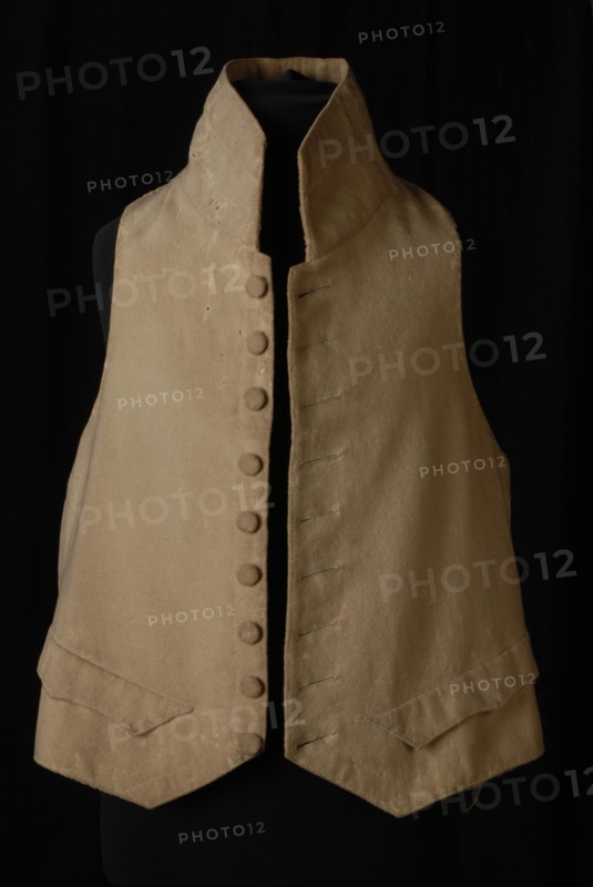 Mens vest made of natural-colored wool with one row of nine buttons, vest outerwear men's clothing wool shoulder, armpit