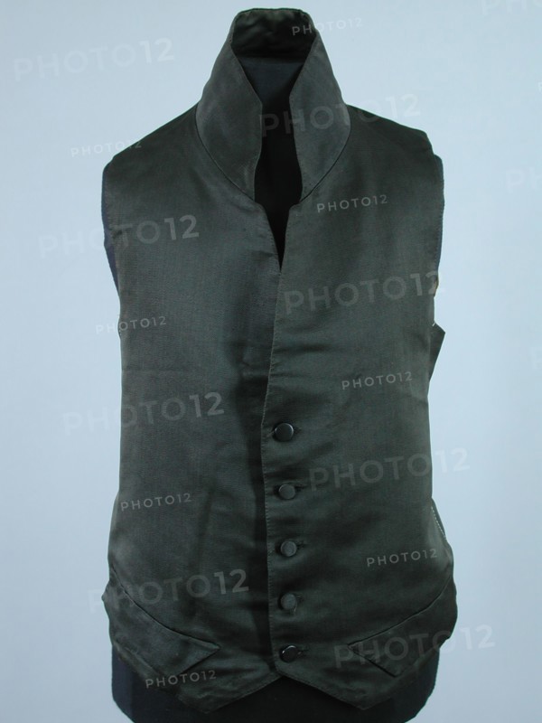 Mens vest of dark brown silk with stitched side seams, vest outerwear men's clothing silk linen plastic shoulder, waist, bottom