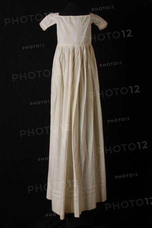White cotton underdress, lace trim along the sleeves, part of christening dress, christening clothes baby clothing children's