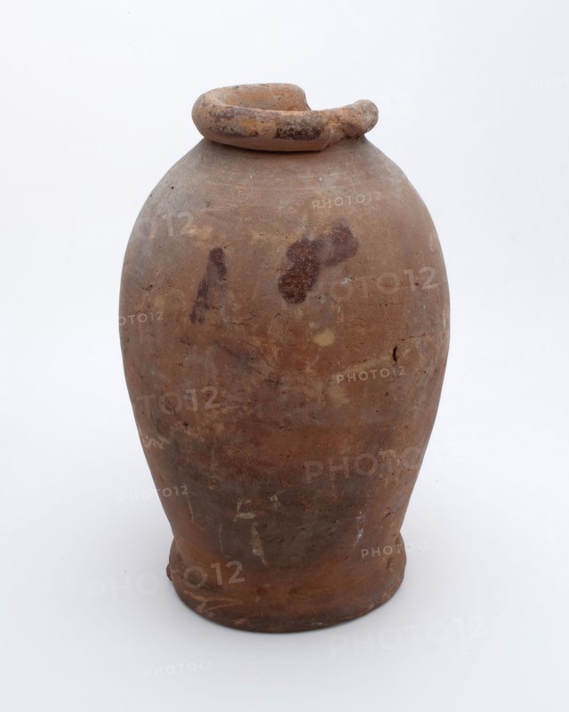 Pottery pot on stand, baluster shape, used in the sugar industry, sugar bowl pot holder soil find ceramic earthenware glaze lead