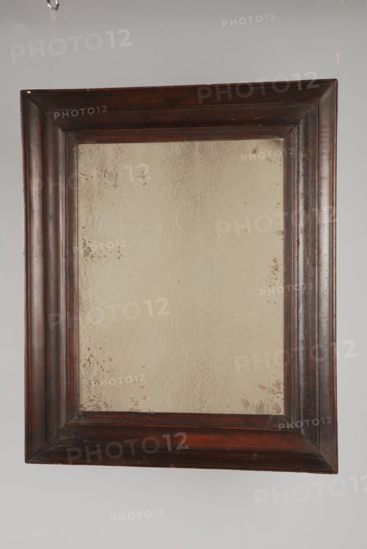 Rectangular mirror, interior mirror wood pine wood cherry wood glass 62,5, Upright format In dark colored wooden profile frame