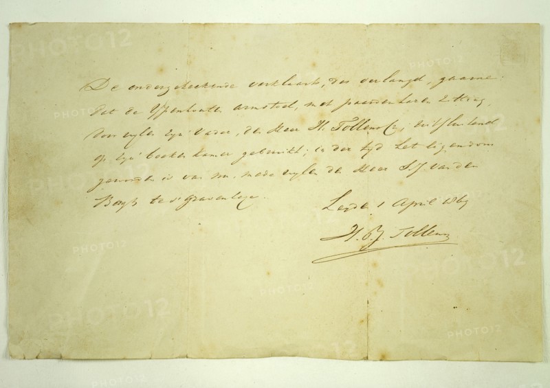 Written declaration concerning the authenticity of chair 11317, issued the son of the poet Tollens, authentication document