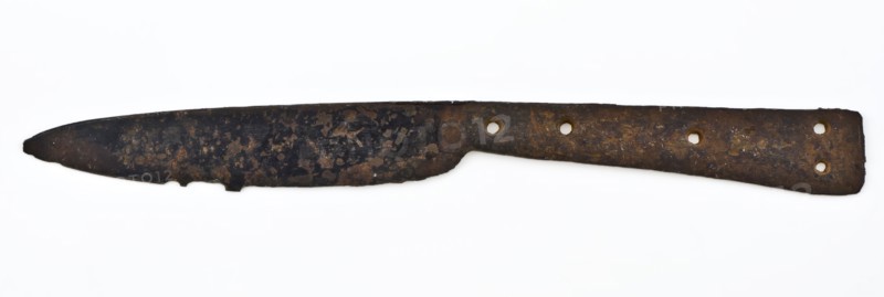 Blade with pointed end and plate gouge, knife cutlery foundations iron metal, archeology Rotterdam City Center Stadsdriehoek