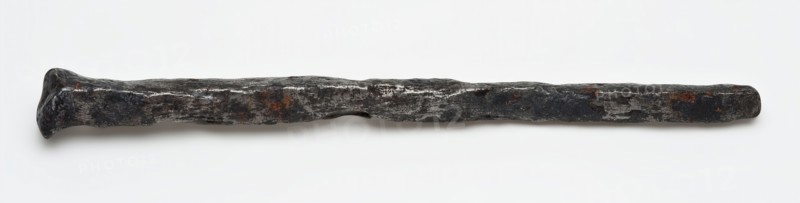 Wrought iron nail, nail, nail fastener soil find iron metal, forged Hand forged iron nail or nail Conical shape square section