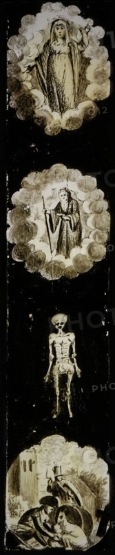 Hand-painted lantern plate with spirits, slide plate slideshope images glass paper textiles, Hand-painted rectangular magic