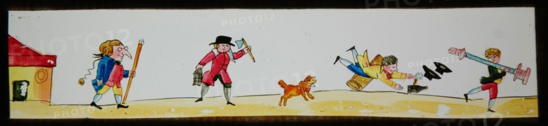 Hand-painted slide, with strange chase, slideshelf slideshare images glass paper, Hand-painted rectangular magic lantern plate