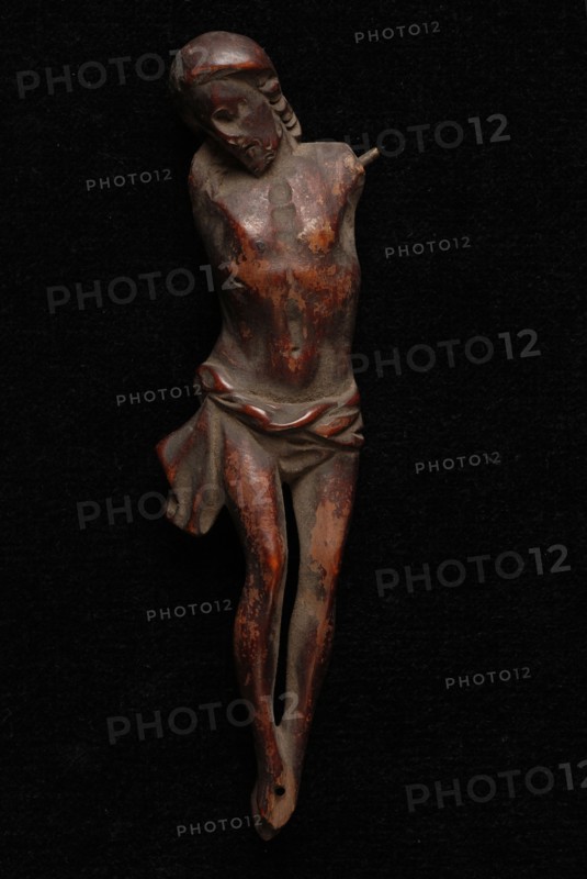 Crucifix, crucifix in wood, dark brown, crucifix cross sculpture wood lacquer, cut Wooden crucifix. Loincloth Straight stump