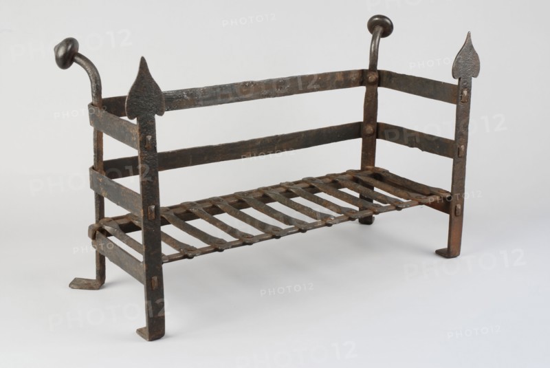 Fire basket, fire pit holder metal wrought iron iron, forged Wrought iron fire pit Rectangular. Folded legs. Decorated