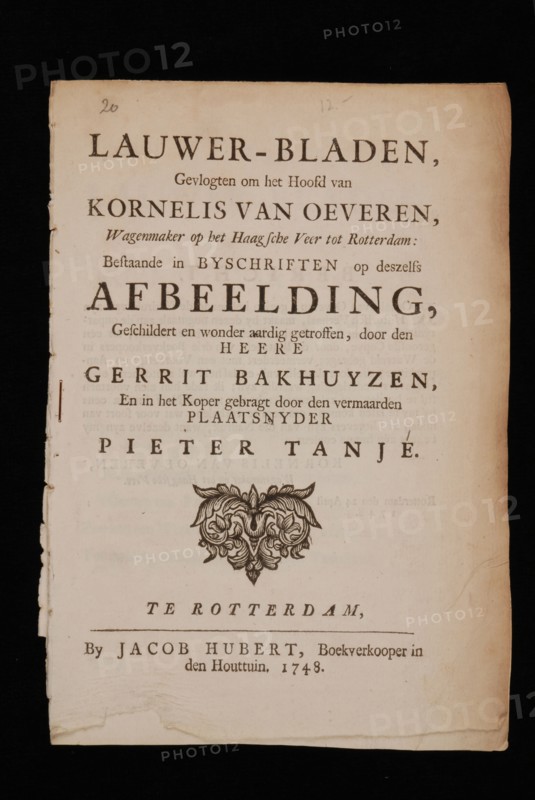 Hubert, Jacob, Lauwer sheets, flogged around the head of Kornelis van Oeveren, oud druk book information form paper, printed