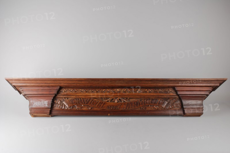 Door Calf with NORWICH AND IARMOUTH, door calve building component timber, cut Door calf with reconstructed spruce and oak frame