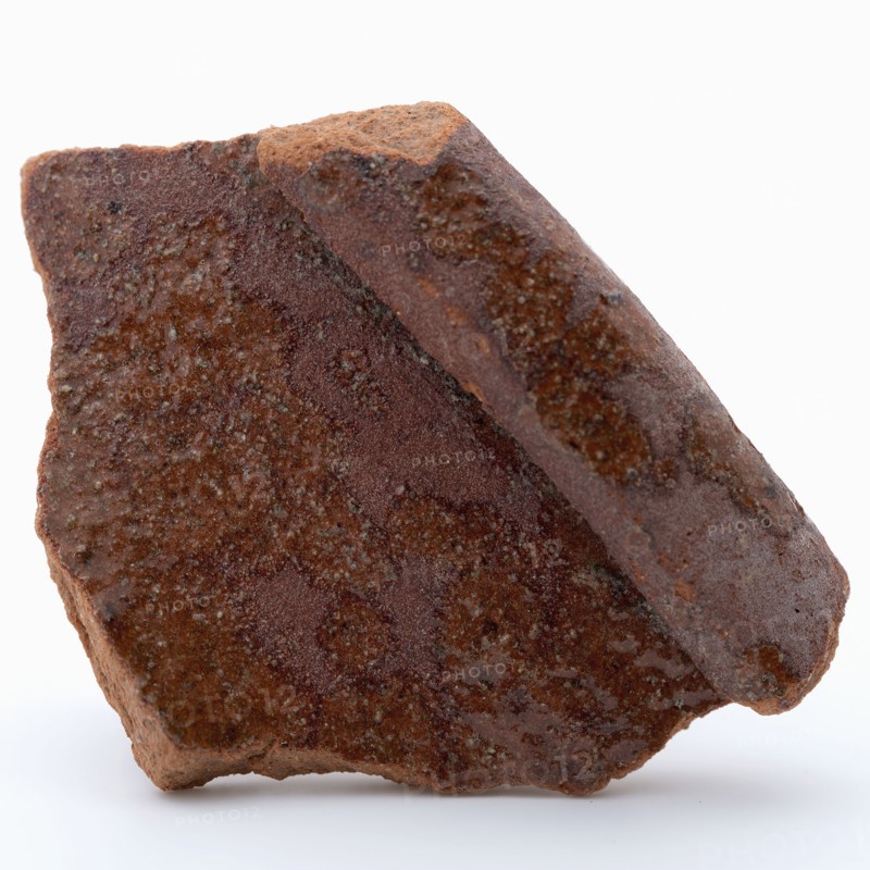 Fragment of red earthenware, partly glazed, fragment crockery holder kitchen utensils earthenware ceramics earthenware glaze