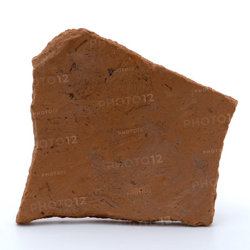Fragment of red pottery, partly with glaze, fragment crockery holder kitchen utensils earthenware ceramics earthenware glaze