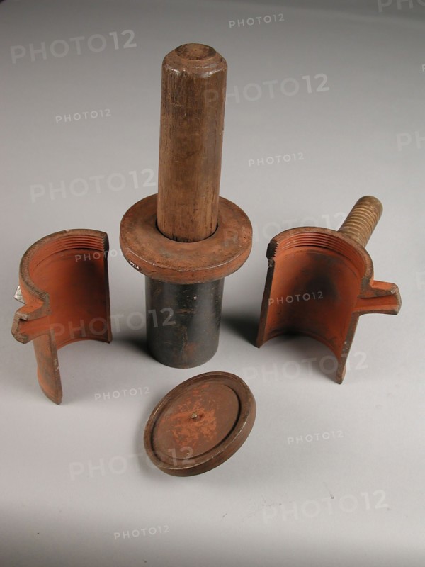 Four-piece bronze mold for barley pot, cast molding tool tools base metal bronze wood iron, cast turned Four-piece bronze mold