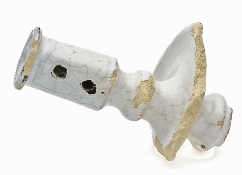 Fragment white candle holder, Delft white, candleholder lighting medium fragment earthenware pottery earthenware glaze tin glaze