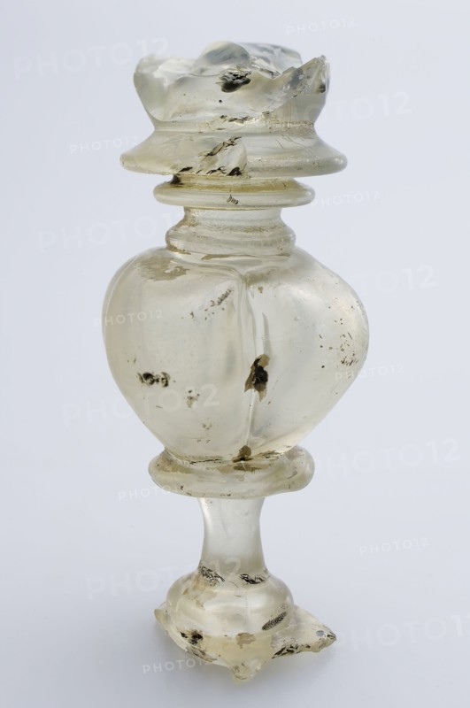 Fragment of stem of goblet (façon de Venise), drinking cup drinking vessel holder soil find glass, hand-blown glass application