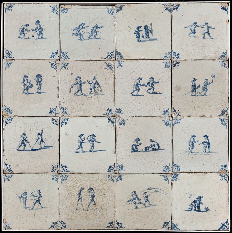 Scene tile, tile field of child's play, corner motif ox's head, tile field wall tile tile footage ceramics pottery glaze total