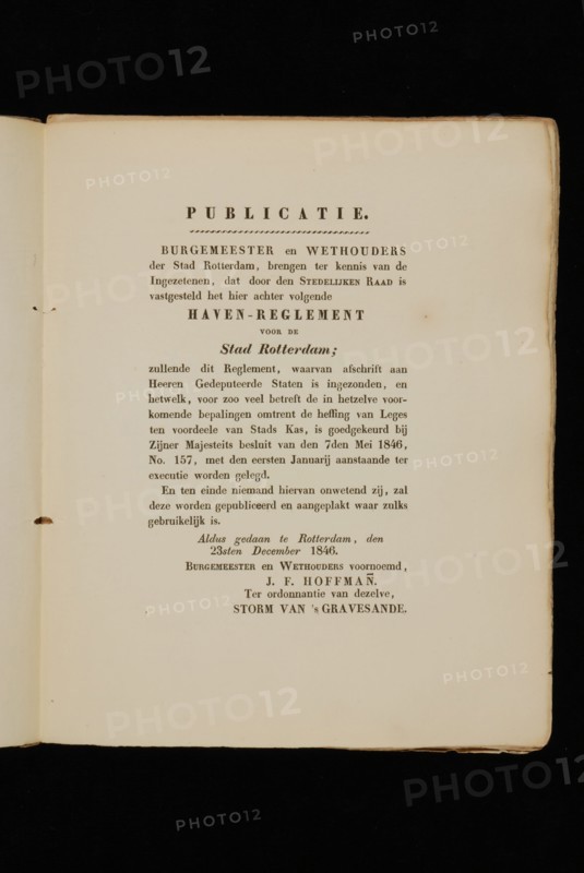Waesberge en zoon, Wed. P. van, Port regulations for the city of Rotterdam, old-print book information form paper, printed Port