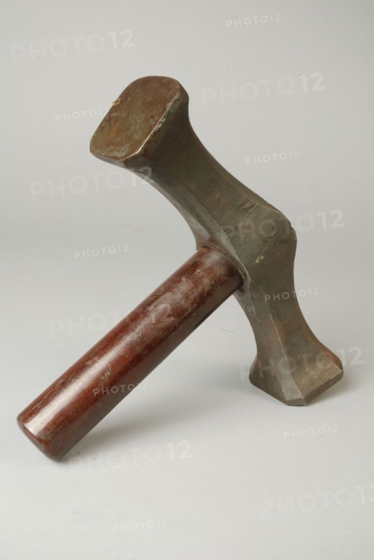 Pewter hammer, hammer from casting, hammer tool kit metal iron wood varnish, forged Hammer Short round wooden handle. Elongated