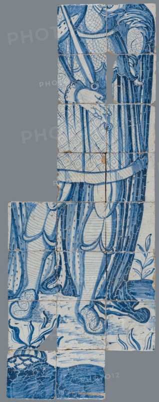 Tile panel in blue with Saul?, tile picture material ceramic earthenware enamel, in form made baked glazed painted baked Tile