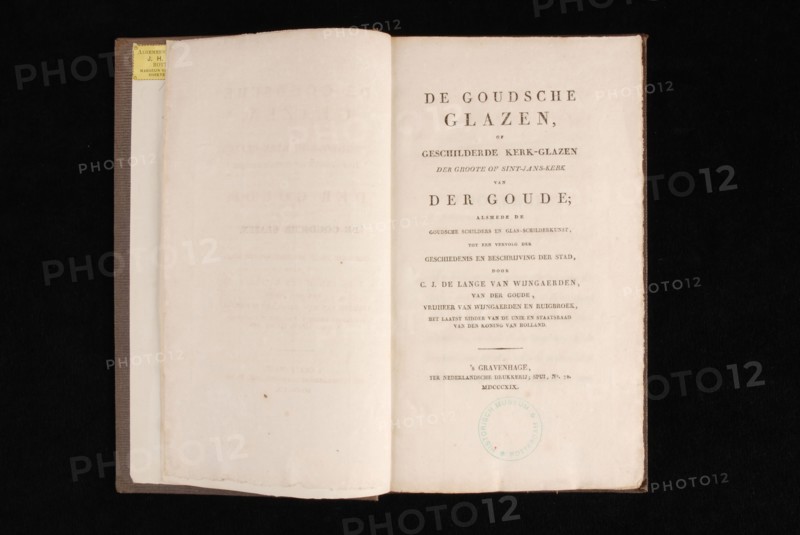 Nederlandsche Drukkerij, LANGE VAN WIJNGAERDEN VAN DER GOUDE, C.J. DE. De Goudsche glasses, old-print book information form