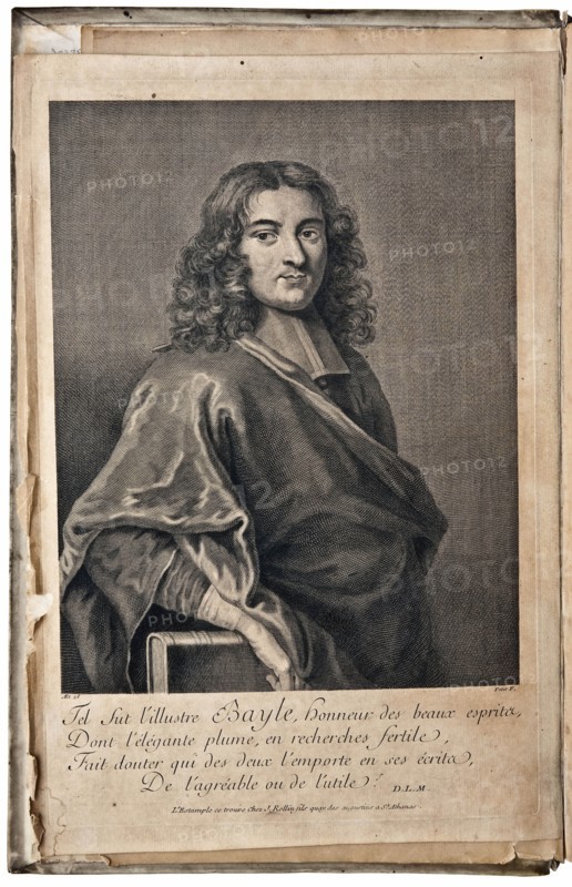 Leers, Reinier, BAYLE, PIERRE. Dictionaire Historique et Critique, old-print book information form paper cardboard parchment