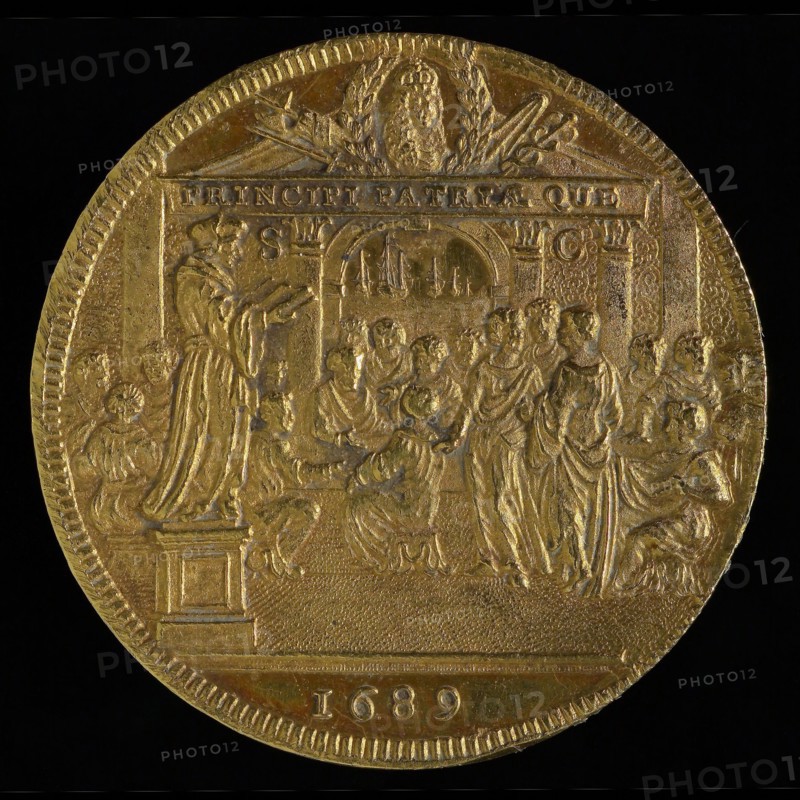 design: Romeyn de Hooghe, Tooling fee from Rotterdam 1689, tooling medal penning identification carrier gold, Palm tree