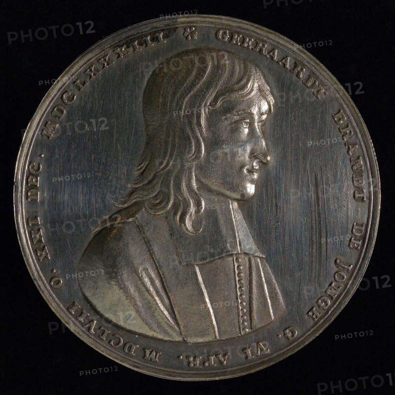 design: R. Arondeaux, Medal on the death of Geeraardt Brandt de Jonge, penning footage silver, bust half way to the right
