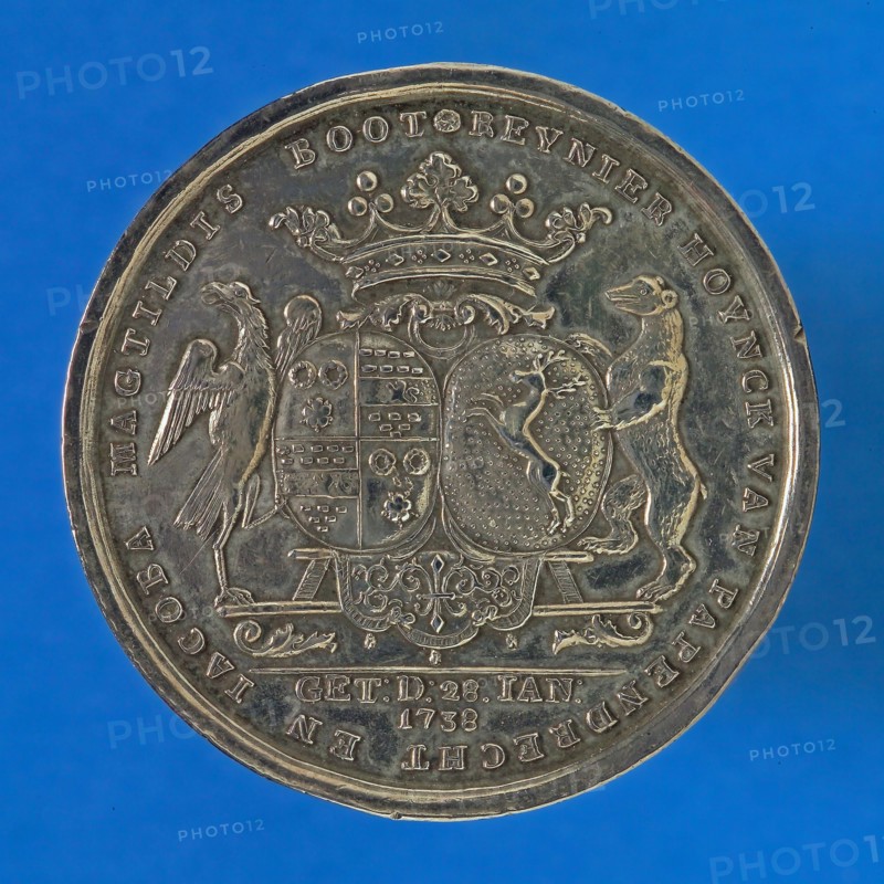 Medal on the 25th wedding of Reynier Hoynck van Papendrecht and Jacoba Boot on January 28, 1763, wedding medal medal silver