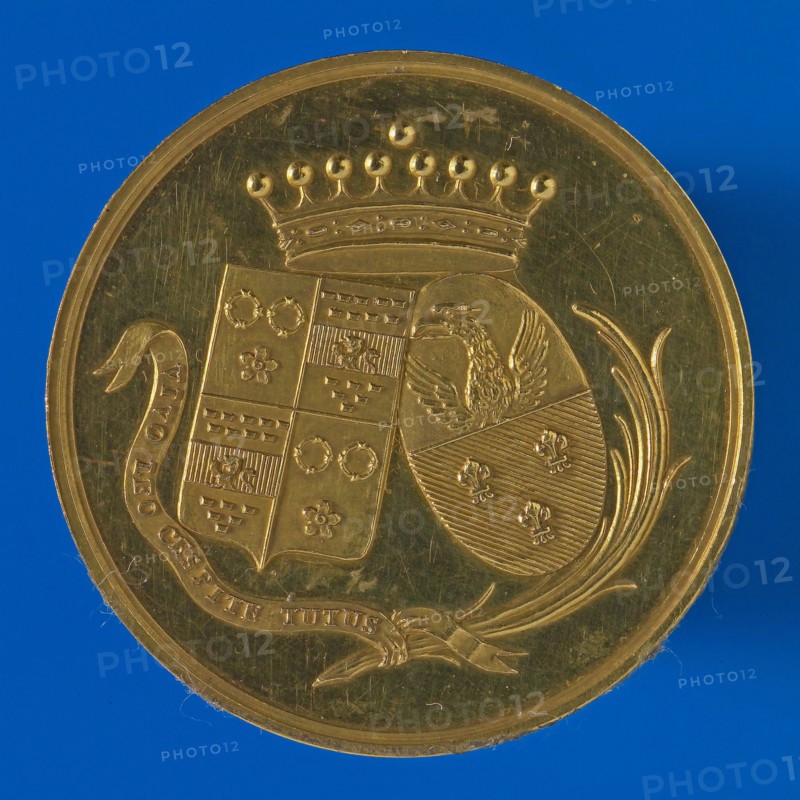 Medal on the 50-year marriage of Mr. . Hoynck van Papendrecht and P. Loeff Heshusius on 23 October 1835, wedding medal medal