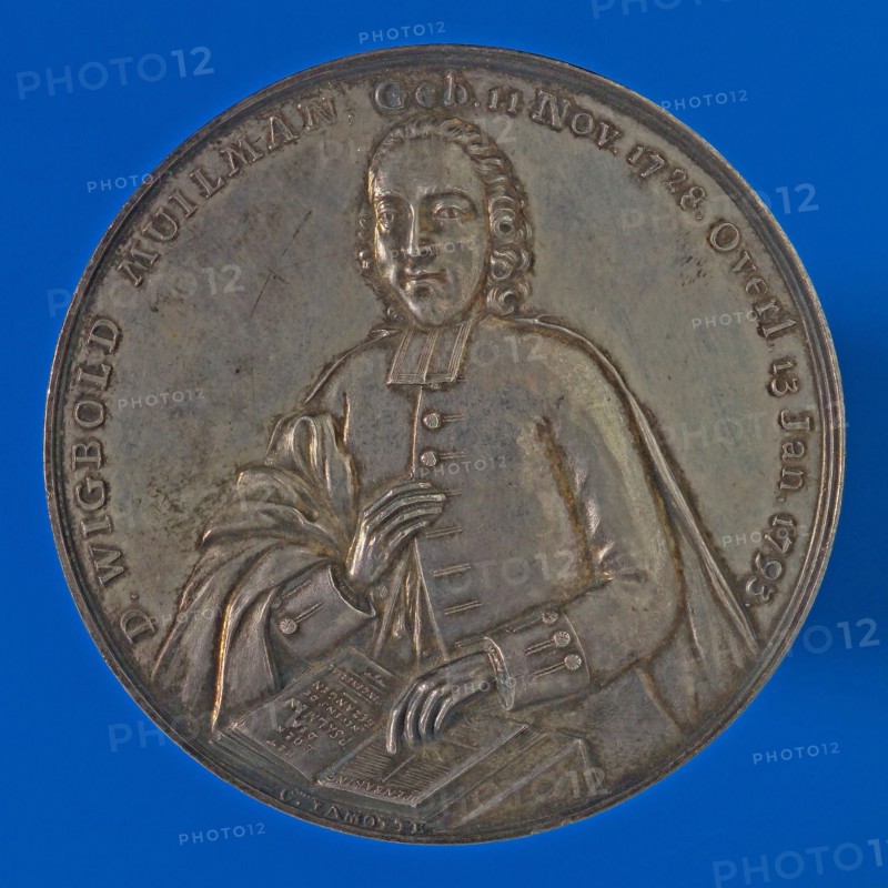 C. Lamotte, Medal in commemoration of D. Wigbold Muilman, death certificate penning footage silver, image Wigbold Muilman