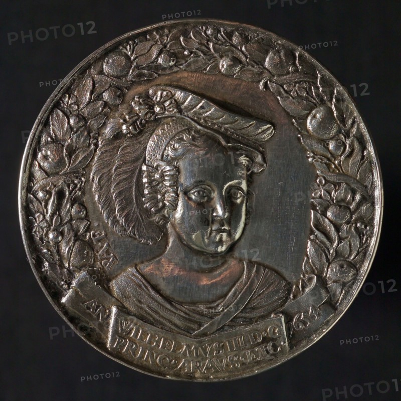 P. van Abeele, Medal on Prince William III, penning footage silver, grams, bust Prince William III with hat surrounded by fruit