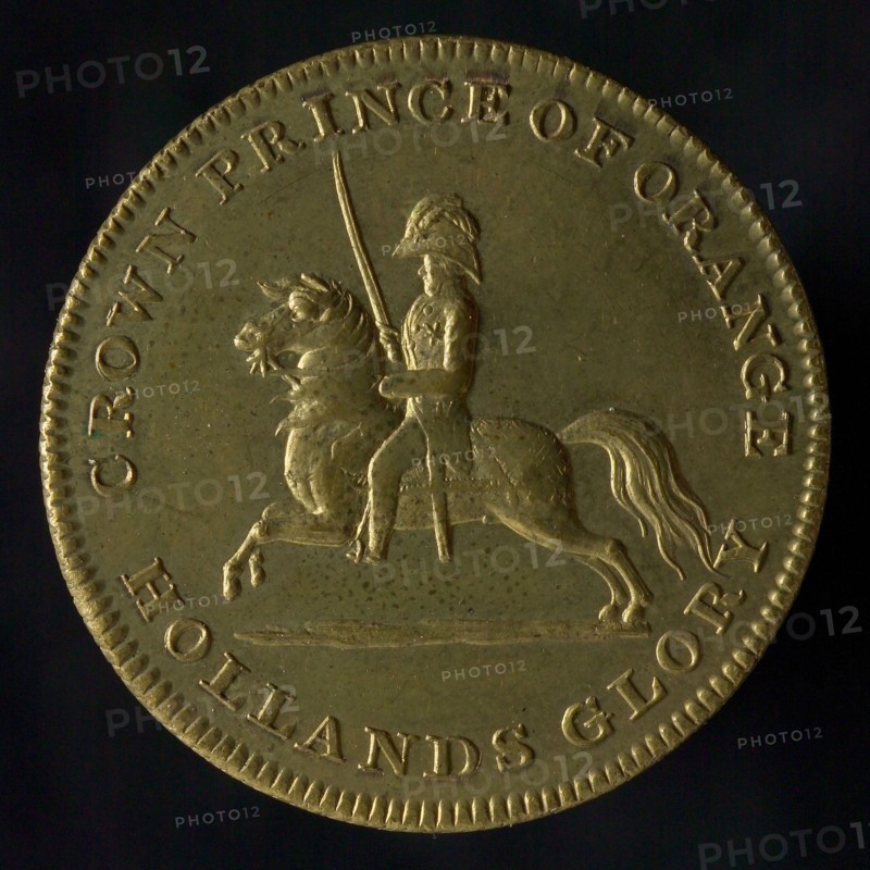 Medal at the Battle of Waterloo and Crown Prince Willem, the later King William II, penning footage brass, the Prince of Orange