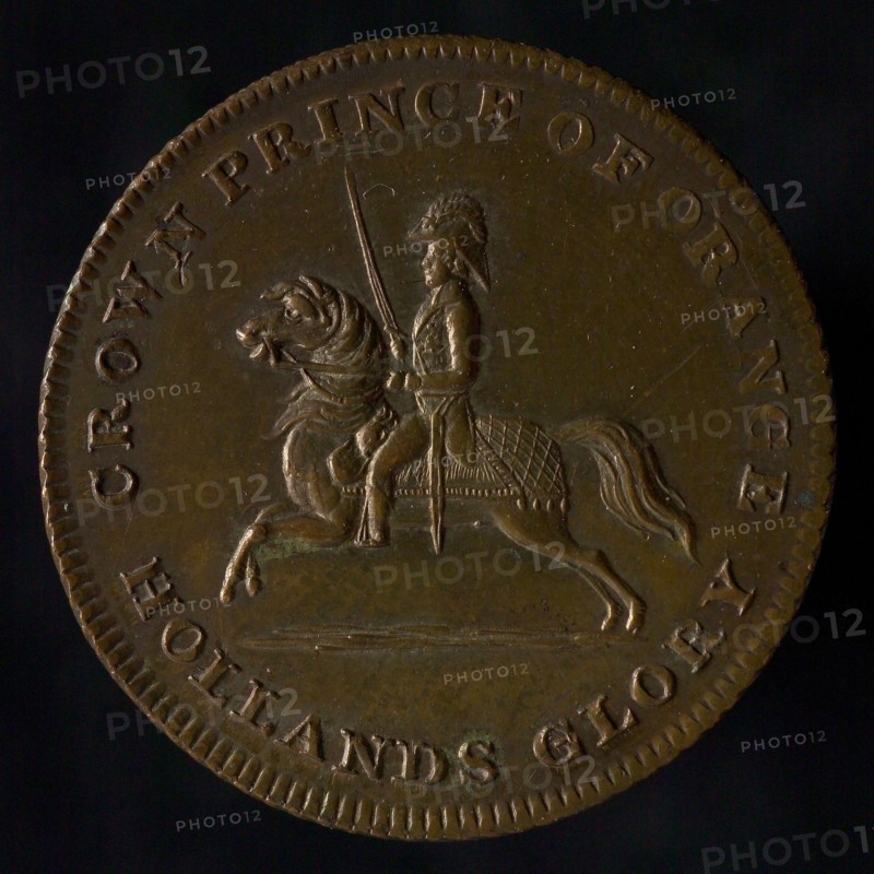 Medal at the battle of Waterloo and Crown Prince Willem, the later King William II, penning footage copper, the Prince of Orange