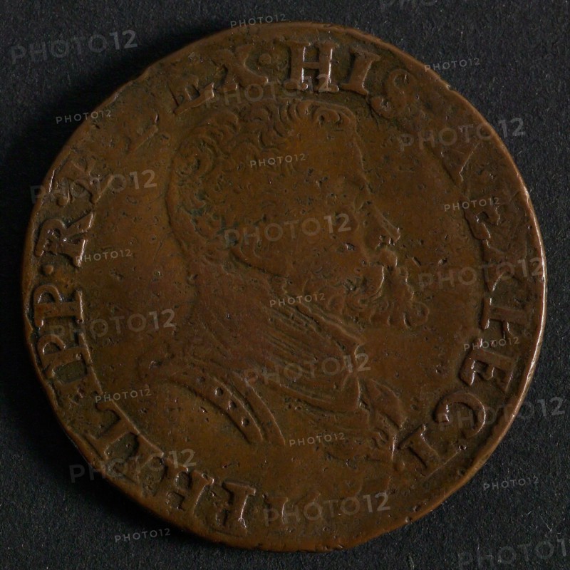 Medal on the appeal to the gentleness of Philips II, jeton utility medal medal exchange copper, portrait Omschrift, omschrift