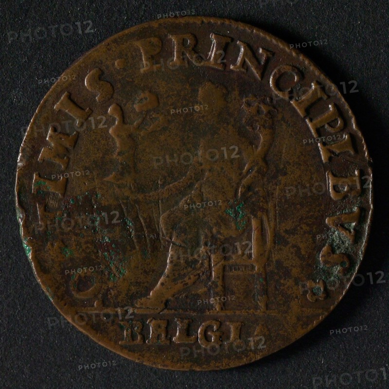 Medal on the Battle of Lepanto, jeton utility medal medal exchange copper, busts Philips II and Anna van Oostenrijk