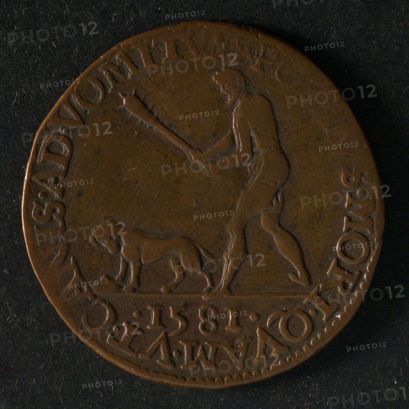 Medal on the rejection of Philips II, jeton utility medal penny exchange buyer, man with good day or tomorrow star