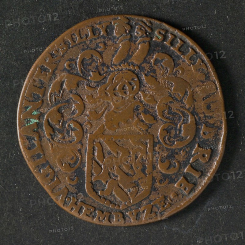 Medal on Hembyze, jeton utility medal medal exchange buyer, Belgian Virgin with lion and coat of arms of Flanders